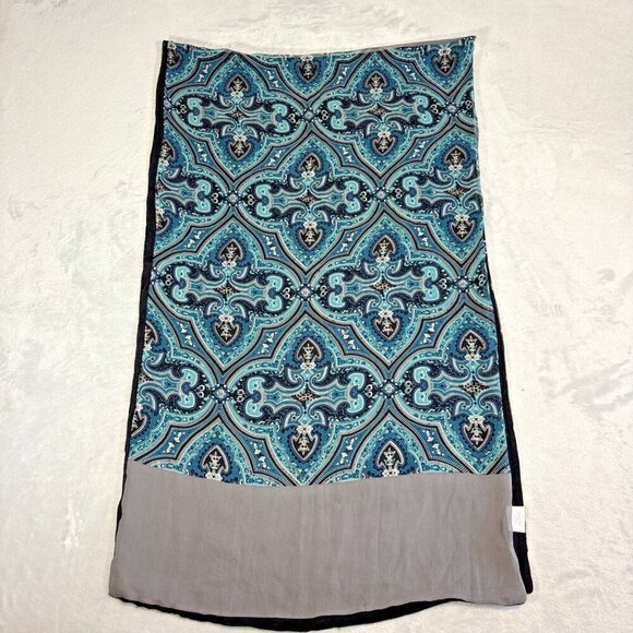 Charter Club Blue Gray Print 100% Silk/Viscose Scarf Delicate Overside Shawl - Picture 5 of 9